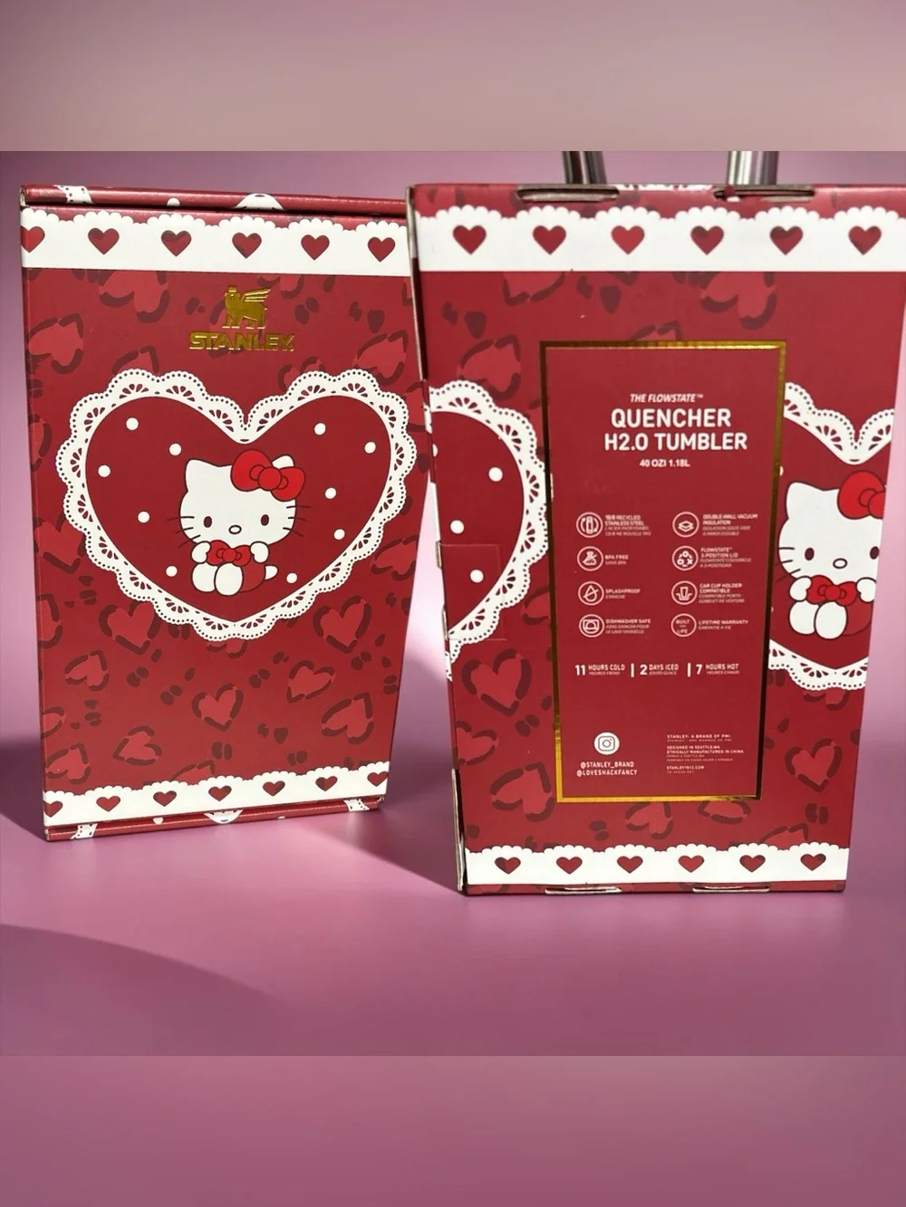 NIB Stanley Red Special Edition Hello Kitty 40oz Tumbler in Gift Box! Glows! - Picture 6 of 8